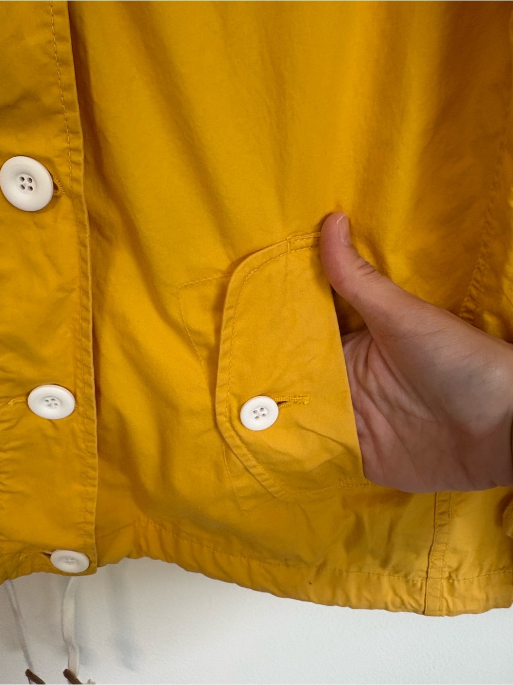 Y2K Gap Yellow Hooded Button-Up Anorak Nautical Retro Jacket Sz L 100% Cotton - Picture 4 of 10